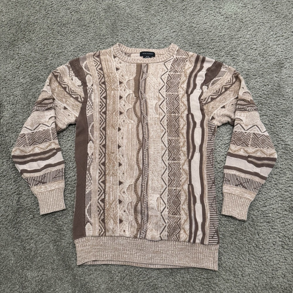 Cotton On Garments Sweater Coogi Style 3D Style Textured Pullover Beige Retro -M